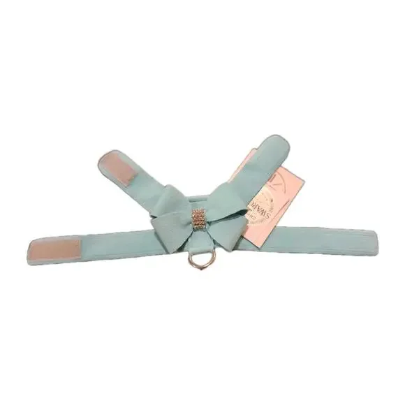 Susan Lanci Designs Tinkie Harness Nuveau Bow Tiffy Blue Ultra Suede NEWXXS